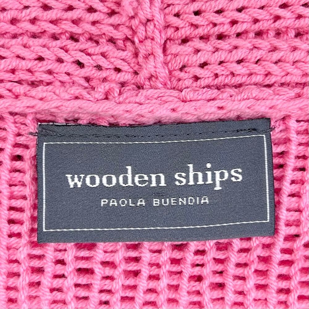 Wooden Ships Pink Long Sleeve Beachy Cotton Blend Open Front Knit Cardigan L/XL - Picture 5 of 7